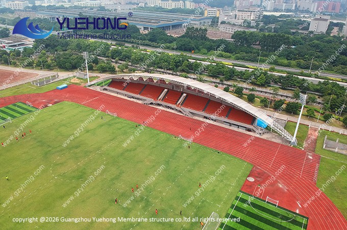 Membranstruktur für die Tribüne eines Universitätsstadions in Guangzhou