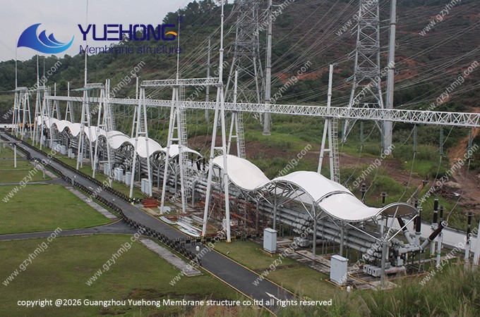 Vidéo des auvents à structure membrane pour équipements de réseau électrique