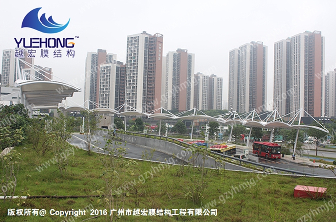 广州黄埔某公交车站膜结构停车棚案例