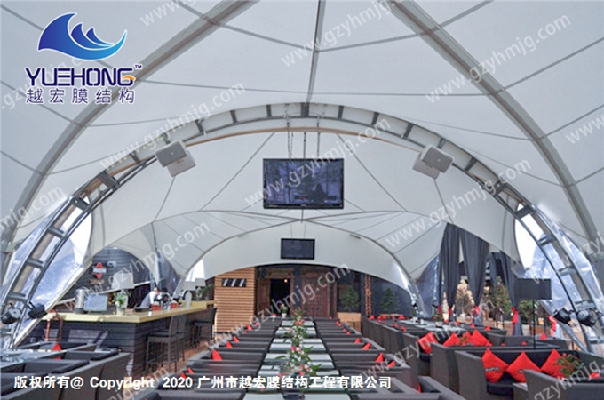商业餐厅膜结构顶棚视频