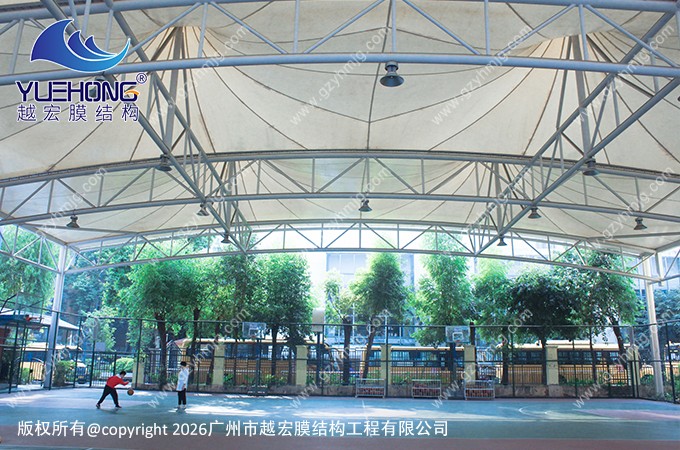广州某学校风雨球场膜结构顶棚工程案例